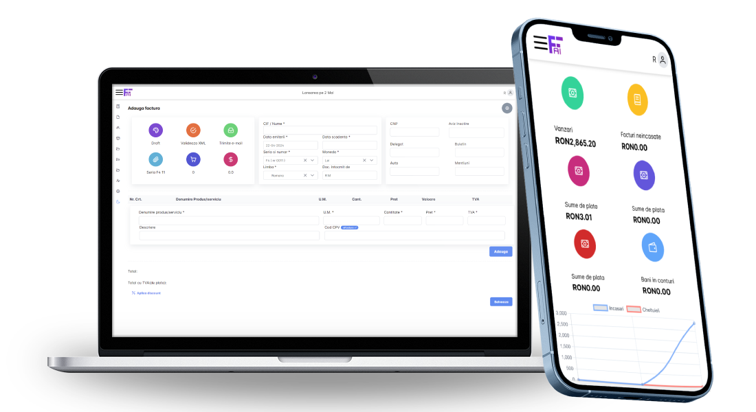 Faktur platform dashboard interface showcasing business management features